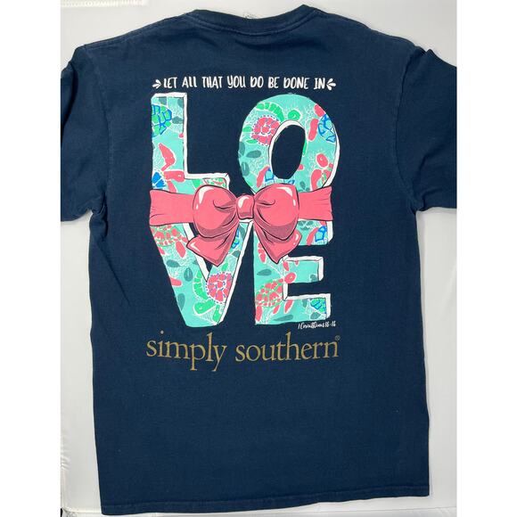 Simply Southern Let all that you do be done in LOVE Tshirt size Medium PreOwned - Picture 2 of 6